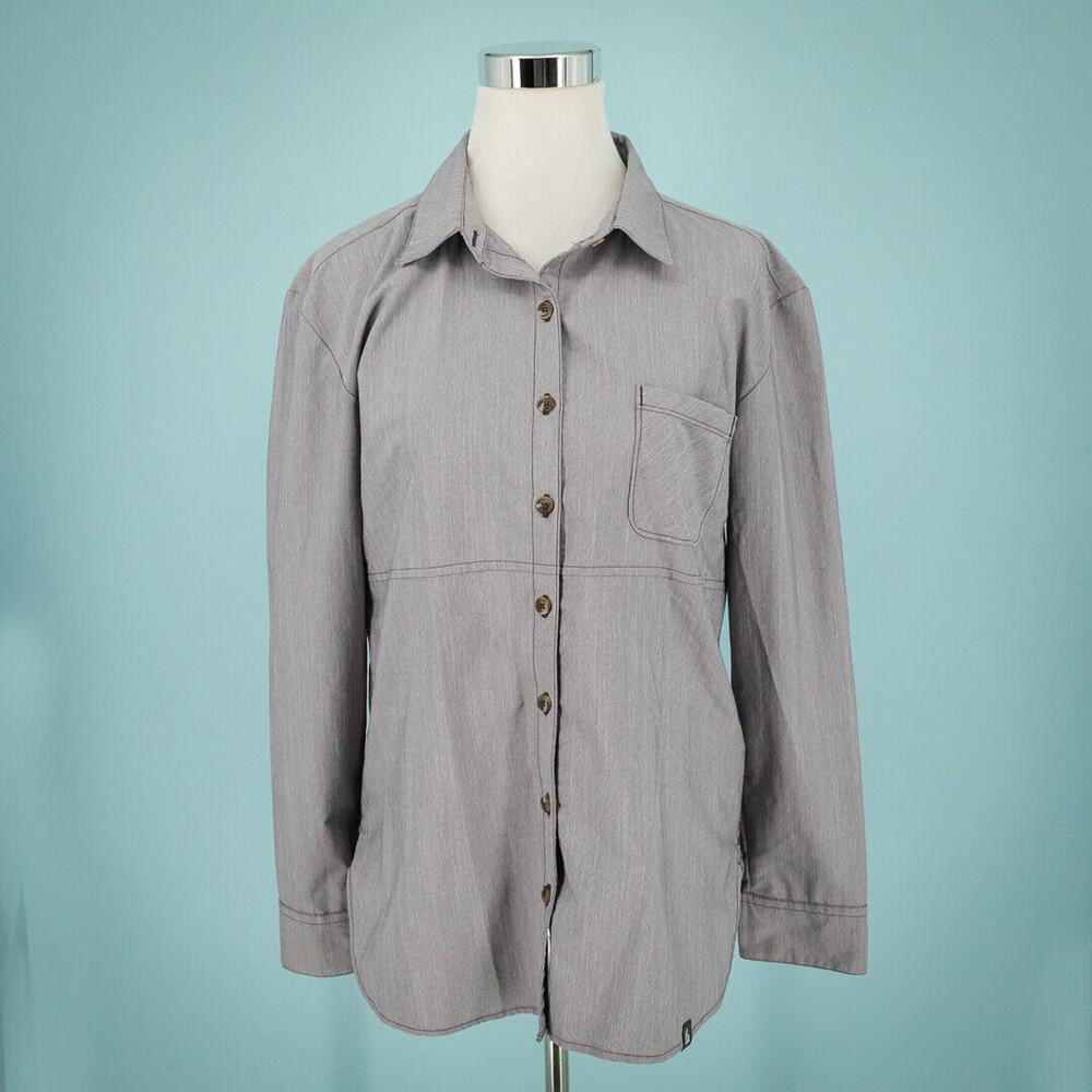 The North Face Size Medium Heather Purple Collared Button Long Sleeve Top
